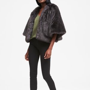 Banana Republic Gray Faux Fur Capelet Coat